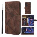 For Motorola Edge 2022 Skin Feel Geometric Lines Leather Phone Case(Brown)