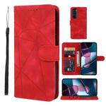 For Motorola Edge+ 2022 Skin Feel Geometric Lines Leather Phone Case(Red)