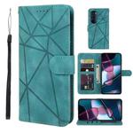 For Motorola Edge+ 2022 Skin Feel Geometric Lines Leather Phone Case(Green)