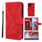 For Motorola Edge+ 2023 Skin Feel Geometric Lines Leather Phone Case(Red)