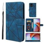 For Motorola Edge+ 2023 Skin Feel Geometric Lines Leather Phone Case(Blue)