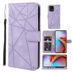 For Motorola Edge+ 2023 Skin Feel Geometric Lines Leather Phone Case(Purple)