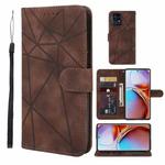 For Motorola Edge+ 2023 Skin Feel Geometric Lines Leather Phone Case(Brown)