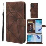 For Motorola Moto G 5G 2023 Skin Feel Geometric Lines Leather Phone Case(Brown)