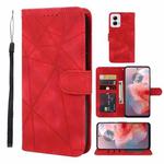 For Motorola Moto G Power 5G 2024 Skin Feel Geometric Lines Leather Phone Case(Red)
