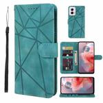 For Motorola Moto G Power 5G 2024 Skin Feel Geometric Lines Leather Phone Case(Green)