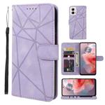 For Motorola Moto G Power 5G 2024 Skin Feel Geometric Lines Leather Phone Case(Purple)