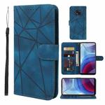 For Motorola Moto G Power 2021 Skin Feel Geometric Lines Leather Phone Case(Blue)