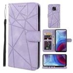 For Motorola Moto G Power 2021 Skin Feel Geometric Lines Leather Phone Case(Purple)