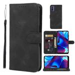 For Motorola Moto G Pure 2021 Skin Feel Geometric Lines Leather Phone Case(Black)