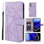 For Motorola Moto G Stylus 5G 2022 Skin Feel Geometric Lines Leather Phone Case(Purple)