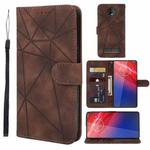 For Motorola Moto Z4 Skin Feel Geometric Lines Leather Phone Case(Brown)