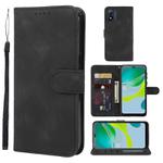 For Motorola Moto E13 Skin Feel Geometric Lines Leather Phone Case(Black)