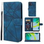 For Motorola Moto E13 Skin Feel Geometric Lines Leather Phone Case(Blue)