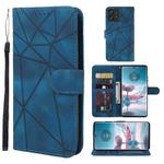 For Motorola Edge 40 Neo Skin Feel Geometric Lines Leather Phone Case(Blue)