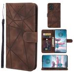 For Motorola Edge 40 Neo Skin Feel Geometric Lines Leather Phone Case(Brown)