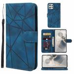 For Motorola Edge 50 Pro Skin Feel Geometric Lines Leather Phone Case(Blue)