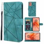 For Motorola Moto G04 Skin Feel Geometric Lines Leather Phone Case(Green)