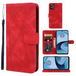 For Motorola Moto G14 Skin Feel Geometric Lines Leather Phone Case(Red)