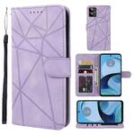 For Motorola Moto G14 Skin Feel Geometric Lines Leather Phone Case(Purple)