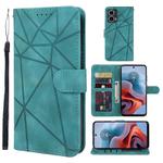 For Motorola Moto G34 Skin Feel Geometric Lines Leather Phone Case(Green)