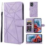 For Motorola Moto G34 Skin Feel Geometric Lines Leather Phone Case(Purple)