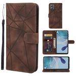 For Motorola Moto G53 Skin Feel Geometric Lines Leather Phone Case(Brown)