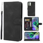 For Motorola Moto G54 Skin Feel Geometric Lines Leather Phone Case(Black)