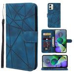 For Motorola Moto G54 Skin Feel Geometric Lines Leather Phone Case(Blue)