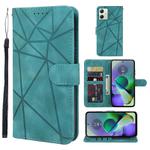 For Motorola Moto G54 Skin Feel Geometric Lines Leather Phone Case(Green)