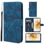 For Motorola Moto G73 Skin Feel Geometric Lines Leather Phone Case(Blue)