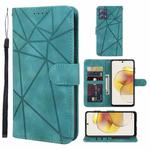 For Motorola Moto G73 Skin Feel Geometric Lines Leather Phone Case(Green)