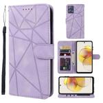 For Motorola Moto G73 Skin Feel Geometric Lines Leather Phone Case(Purple)