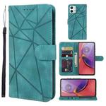 For Motorola Moto G84 Skin Feel Geometric Lines Leather Phone Case(Green)