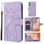 For Motorola Moto G85 Skin Feel Geometric Lines Leather Phone Case(Purple)