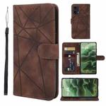 For Motorola Moto G35 Skin Feel Geometric Lines Leather Phone Case(Brown)