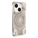 For iPhone 15 Borderless MagSafe Rotating Holder Transparent Phone(Titanium Primary)