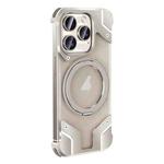 For iPhone 15 Pro Borderless MagSafe Rotating Holder Transparent Phone(Titanium Primary)