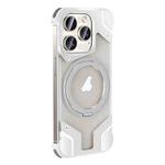 For iPhone 15 Pro Borderless MagSafe Rotating Holder Transparent Phone(Silver)