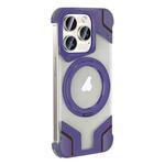 For iPhone 14 Pro Borderless MagSafe Rotating Holder Transparent Phone(Purple)