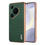 For Huawei Pura 70 Pro / 70 Pro+ AZNS Electroplated Frame Crocodile Texture Full Coverage Phone Case(Green)