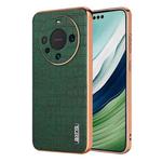 For Huawei Mate 60 / 60 Pro+ AZNS Electroplated Frame Crocodile Texture Full Coverage Phone Case(Green)