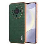 For Huawei Mate 60 AZNS Electroplated Frame Crocodile Texture Full Coverage Phone Case(Green)