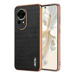 For Huawei nova 13 / nova 12 AZNS Electroplated Frame Crocodile Texture Full Coverage Phone Case(Black)