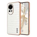 For Huawei nova 13 / nova 12 AZNS Electroplated Frame Crocodile Texture Full Coverage Phone Case(White)