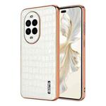 For Huawei nova 13 Pro AZNS Electroplated Frame Crocodile Texture Full Coverage Phone Case(White)