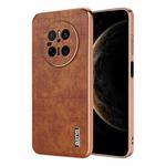 For Huawei Mate 70 AZNS Electroplated Frame Crocodile Texture Full Coverage Phone Case(Brown)