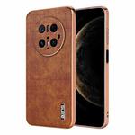 For Huawei Mate 70 Pro / 70 Pro+ AZNS Electroplated Frame Crocodile Texture Full Coverage Phone Case(Brown)