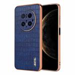 For Huawei Mate 70 Pro / 70 Pro+ AZNS Electroplated Frame Crocodile Texture Full Coverage Phone Case(Blue)