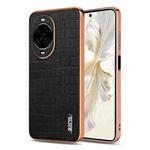 For Huawei nova 14 AZNS Electroplated Frame Crocodile Texture Full Coverage Phone Case(Black)